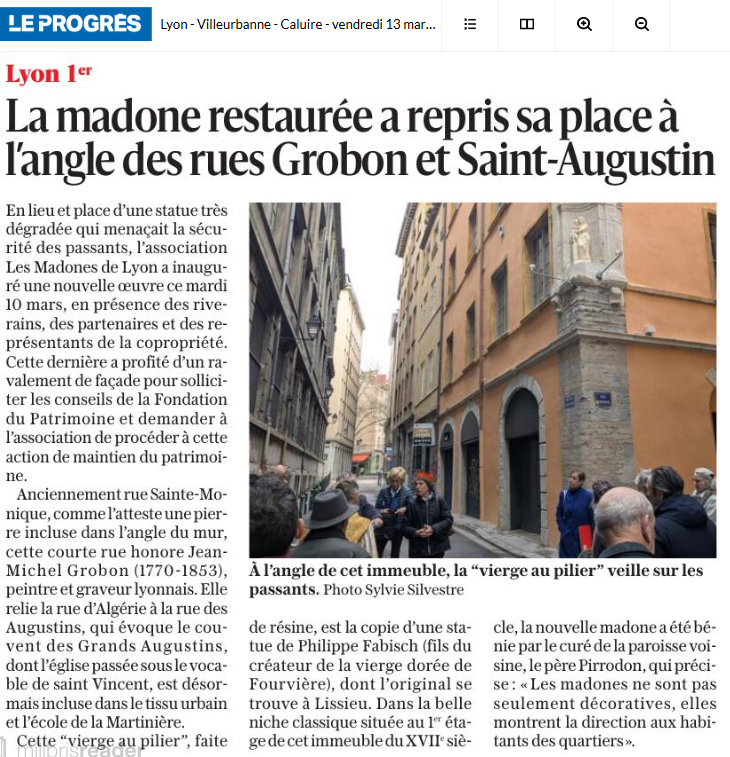 Article Le Progrès bénédiction rue Grobon mars 2026